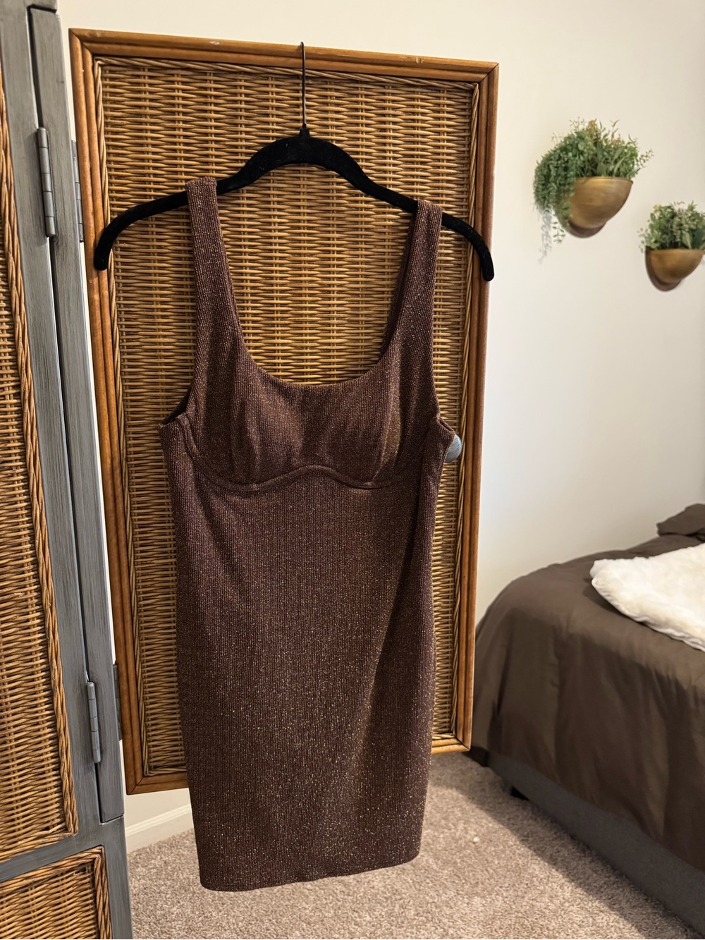 PINK Victoria's Secret Shimmering Brown One-Piece Swim Dress